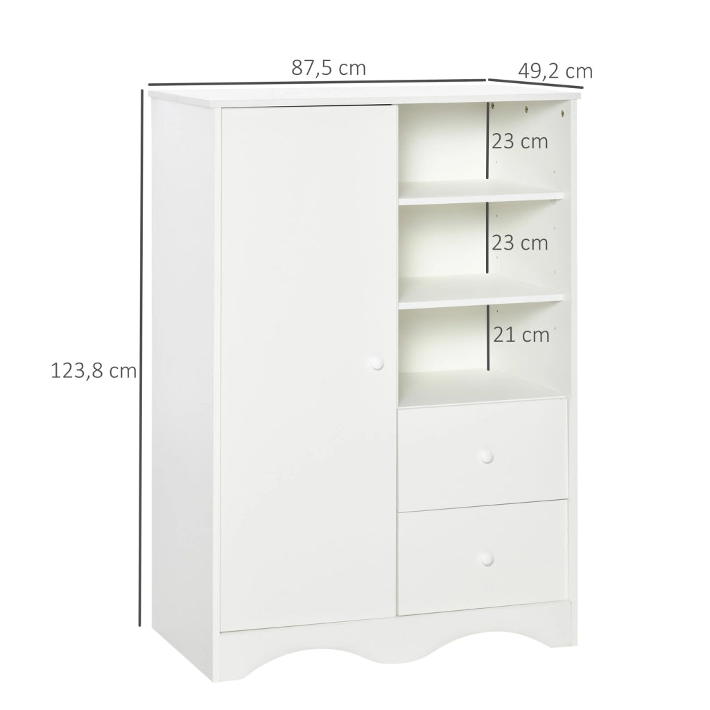 Armadio con ante e cassetti ¨C Xylo ¨C bianco, 5 ripiani, 3 nicchie, 2 cassetti