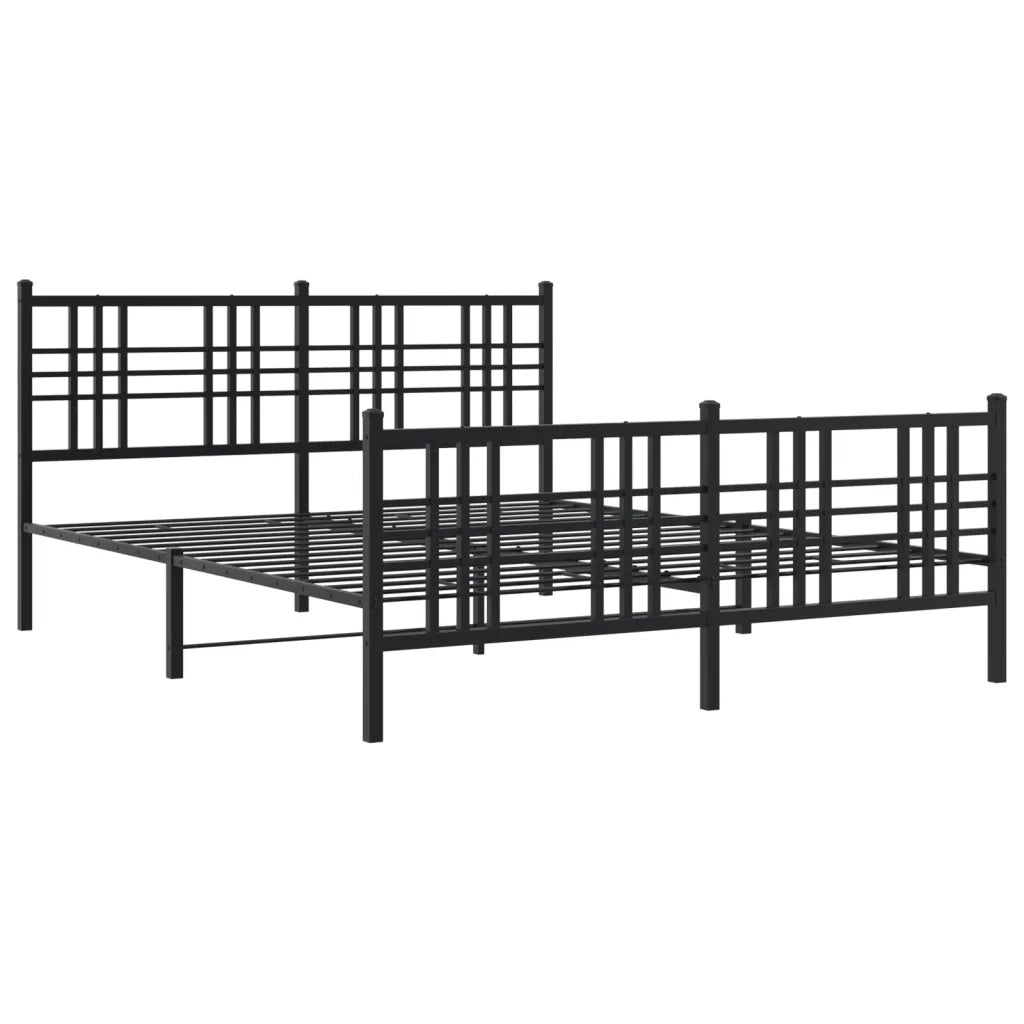 Giroletto con Testiera e Pediera Metallo Nero 150x200 cm 376344
