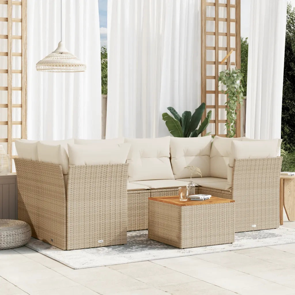 Set Divani da Giardino 7 pz con Cuscini Beige in Polyrattancod mxl 89119