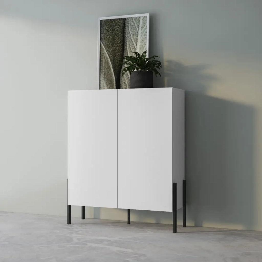 Armadio SALMA 2 porte Push-to-Open – Bianco super opaco & nero opaco.