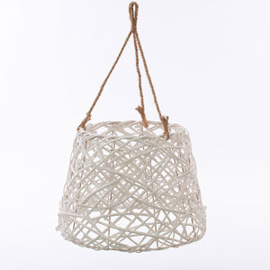 Paralume a Sospensione Ø40xH28 cm in Vimini Bombato Bianco