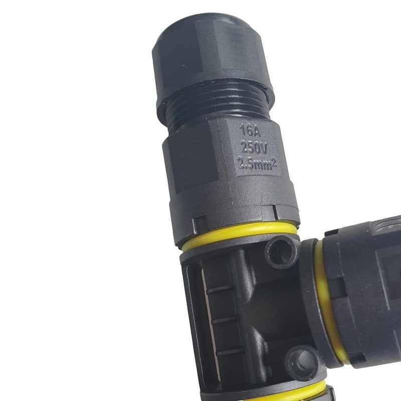 2 Connettori Veloce IP68 Forma T 3 Posti per Cavo Elettrico 6 12mm 122x80x30mm
