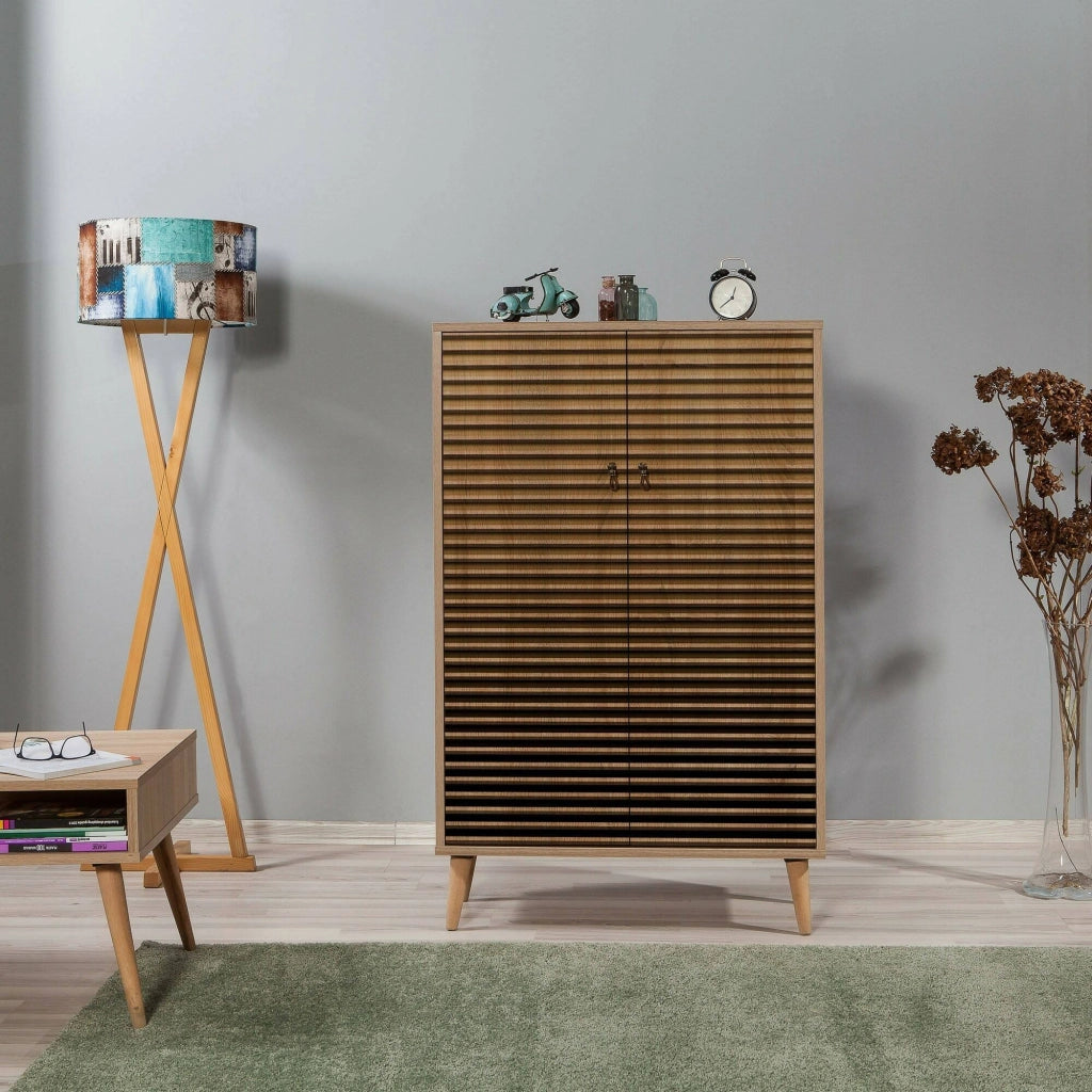 Credenza Andalusite, Buffet da soggiorno, Madia da salotto, Dispensa da cucina, 80x36h127 cm, Quercia