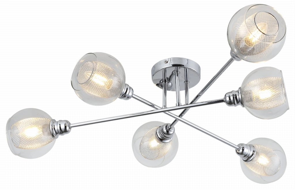 Lampadario Candellux Dixi 36-61362 6xE14 cromo vetro trasparente