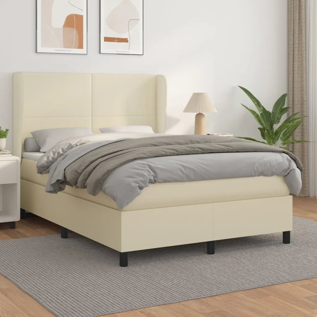Giroletto a Molle con Materasso Crema 140x200 cm in Similpelle cod mxl 60093