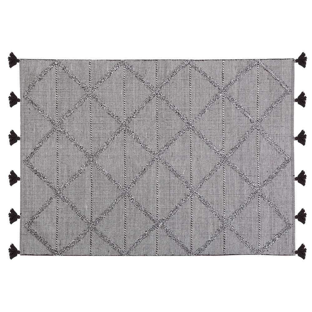 Tappeto Marrone 140 x 200 cm Motivo Geometrico con Nappe Orientali