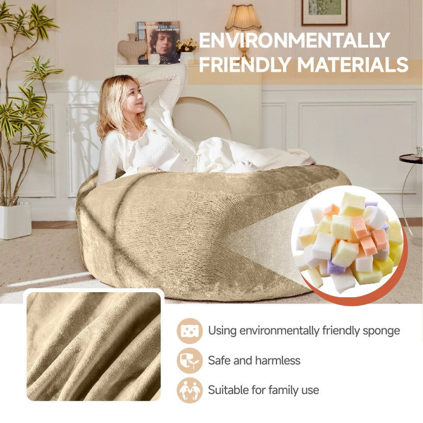 Pouf letto con supporto allevia pressione e forma personalizzabile, sfoderabile, per relax e ospiti, in spugna, apricot
