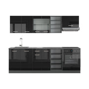 Vicco Cucina componibile Nero lucido/antracite 240 cm senza piano di lavoro