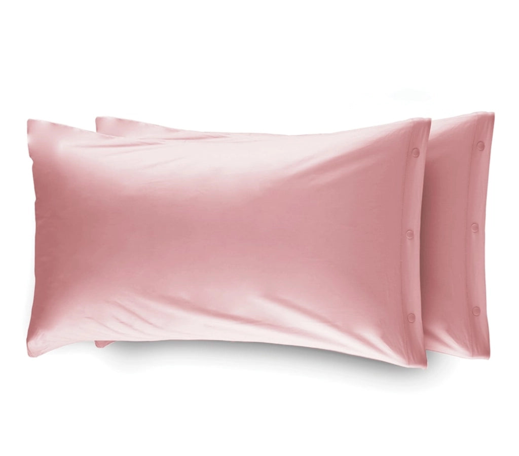 Completo Lenzuola Made In Italy In Puro Cotone Tinta Unita Varie Colorazioni - Maxi - Rosa