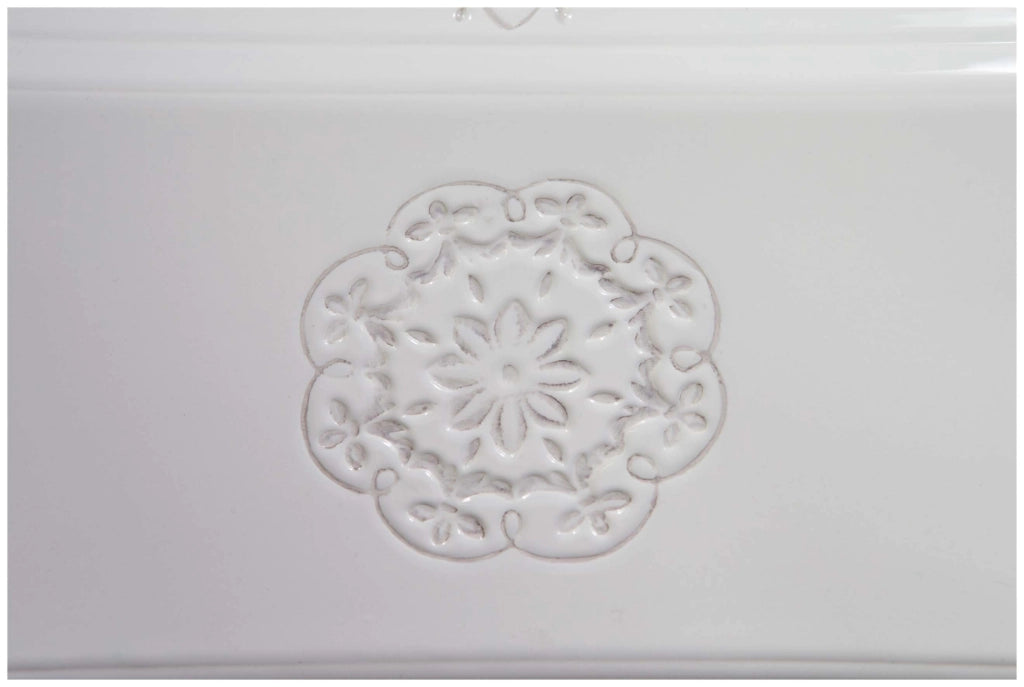 Biscottini Vassoio rettangolare in porcellana bianca Shabby L40,5xPR21,5xH3,2 cm