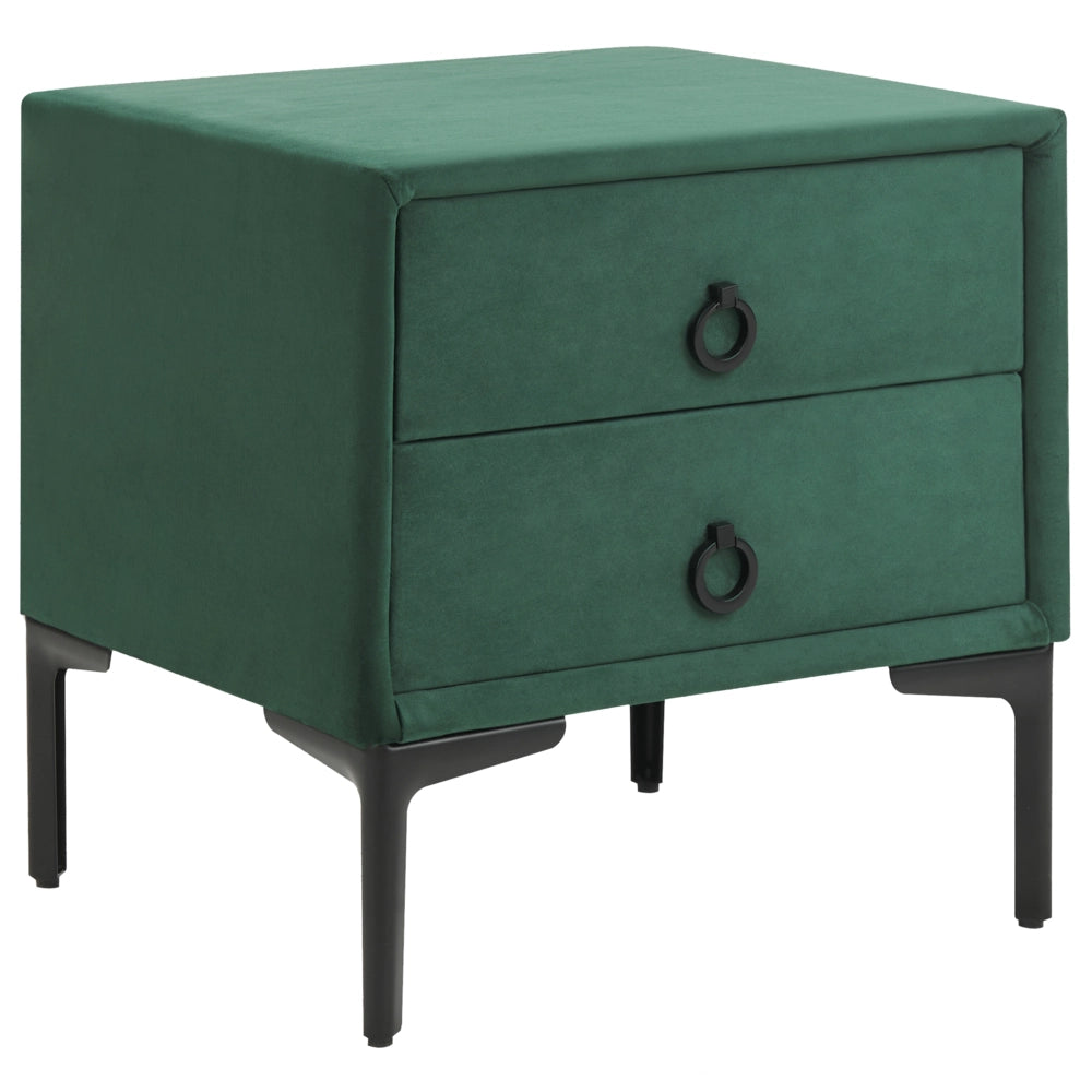 Set da camera da letto rivestiti in velluto verde scuro con due comodini 140 x 200 cm stile elegante