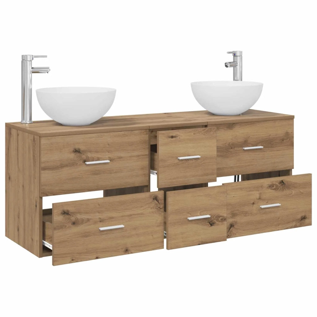 Set di Armadi da Bagno 3 pz Rovere Artigianale 3405802