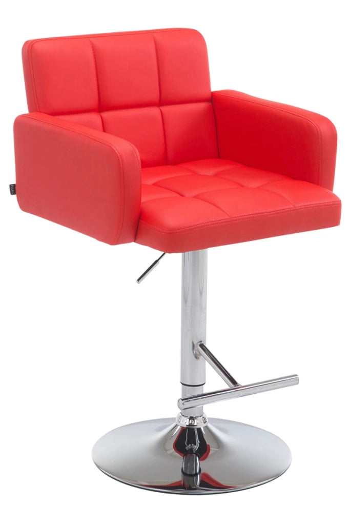 Sgabello Los Angeles in similpelle rosso,cromo