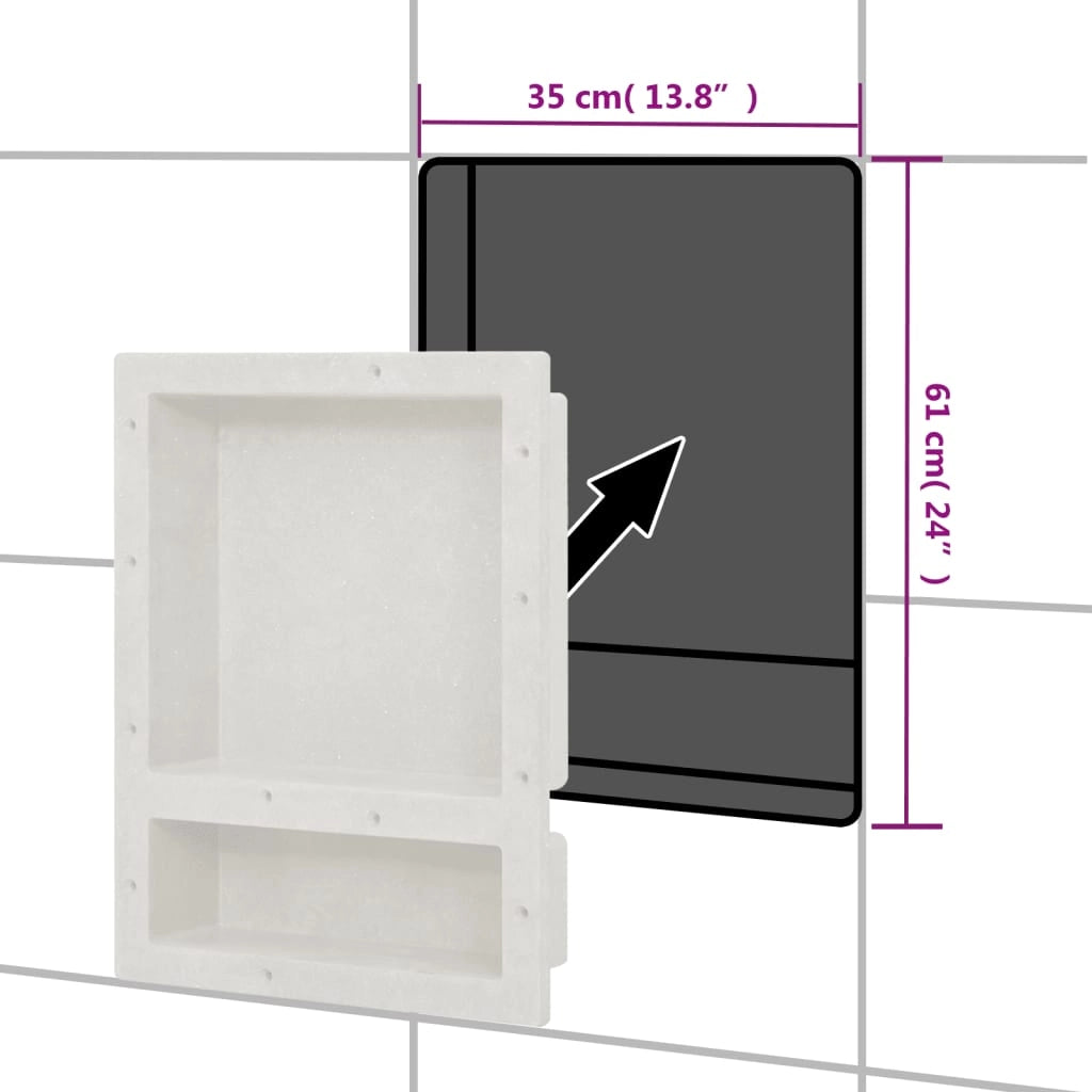 Nicchia da Doccia con 2 Scomparti Bianco Opaco 41x51x10 cm 151396