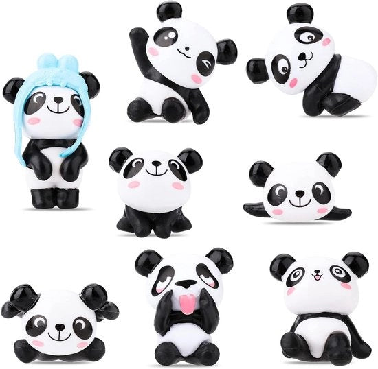 Decorazioni per Torte Panda 8 Pack - Panda Ornamenti di Figura Carini - Mini Panda Ornamenti Miniatuturi - Festa di Matrimonio di Bambino Decorazioni per Cupcake Artigianali Panda.