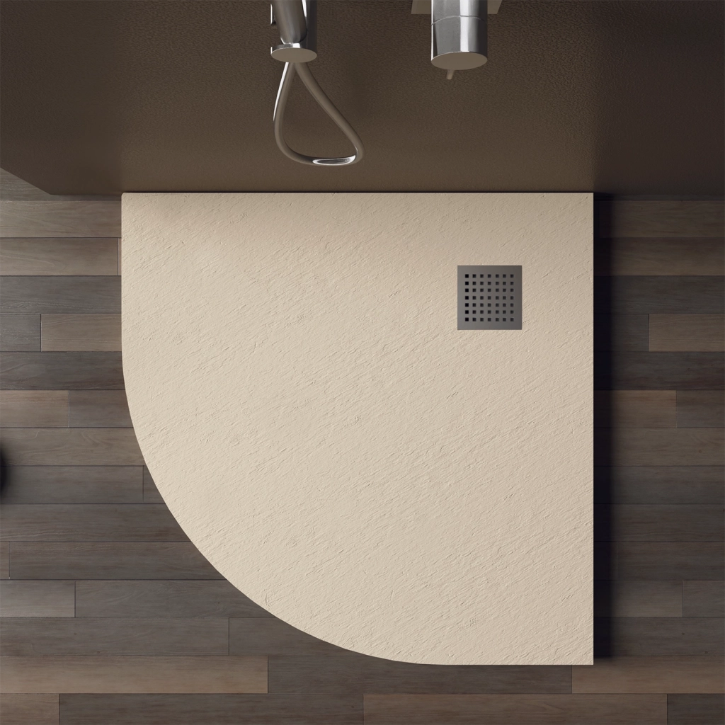 Piatto Doccia semicircolare 90x90 effetto pietra colore avorio | Lithos