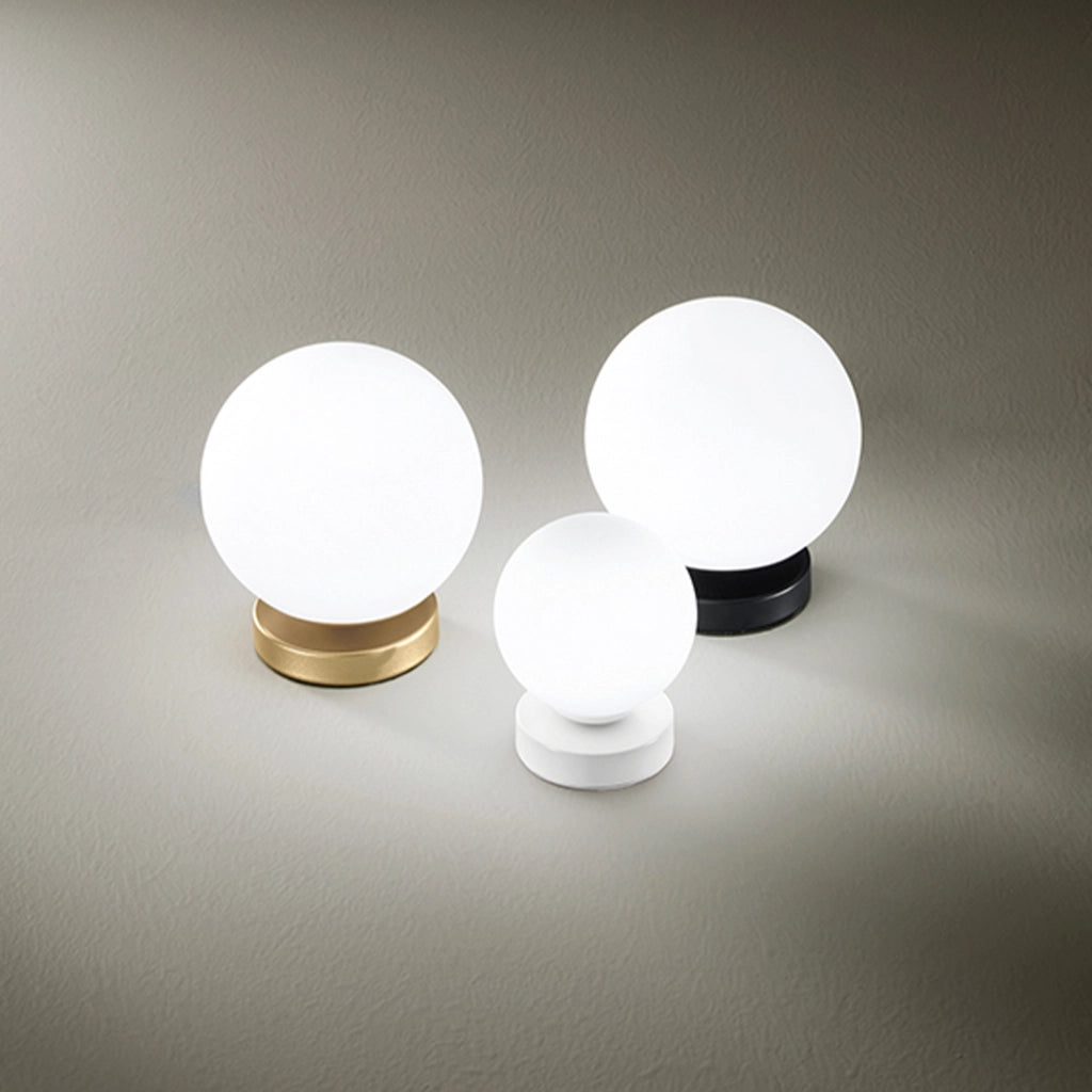 Lampada Da Scrivania Contemporanea Maga Metallo Bianco Vetro 1 Luce G9