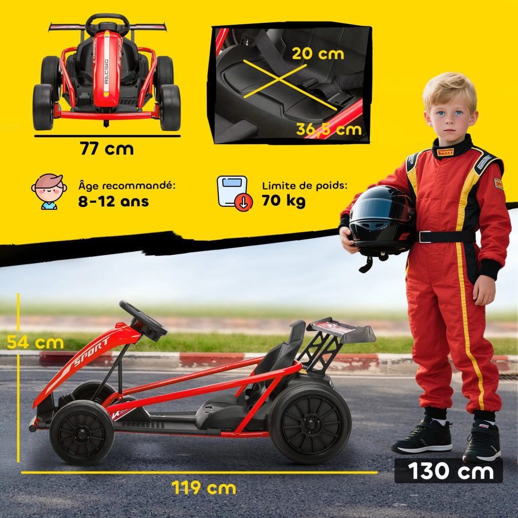 GoKart Elettrico per Bambini ¨C zephmum ¨C Rosso 119x77x54 cm