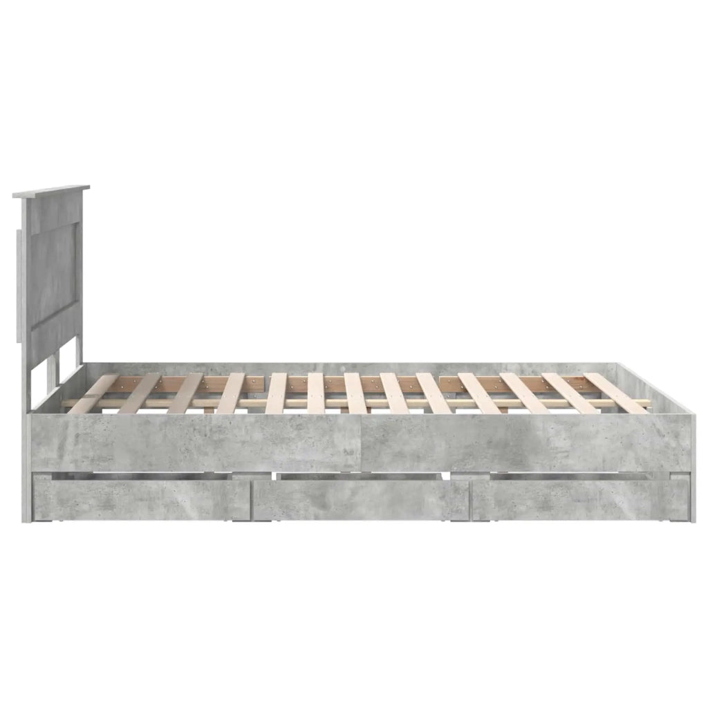 Struttura del letto con cassetto Grigio cemento 140 x 190 cm