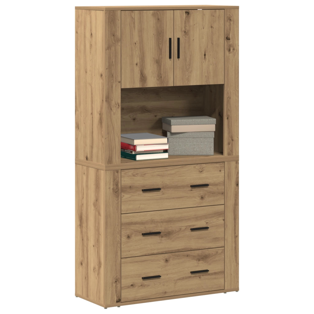 Mobile Alto in Rovere Artigianale 80x33x150 cm Legno Ingegnerizzato