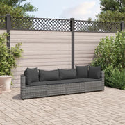 Set Divani da Giardino 4 pz con Cuscini in Polyrattan Grigio