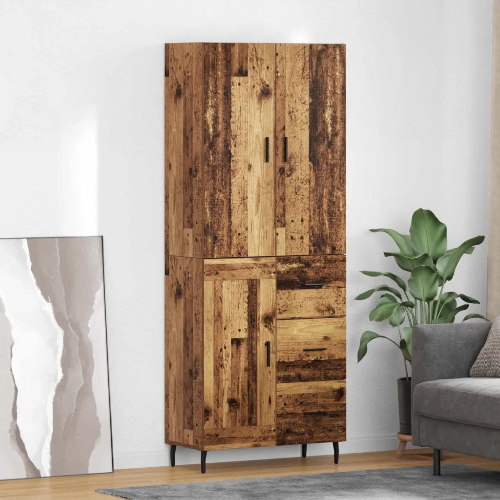 Credenza 2 pcs Legno vecchio Legno Stratificato e Vetro 3415707