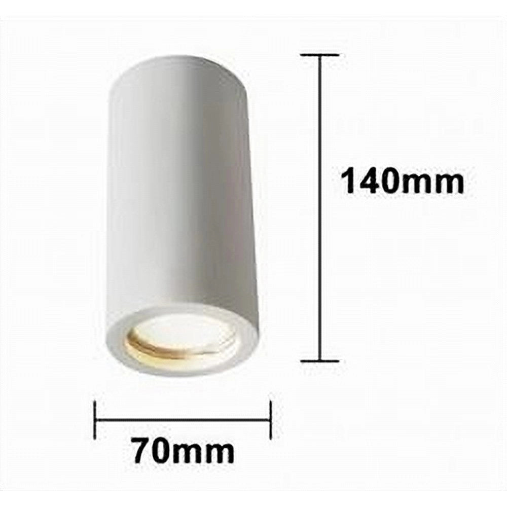 Trade Shop - Porta Faretto Applique Da Soffitto In Gesso Verniciabile Cilindro Gu10 Gs-c140-t -