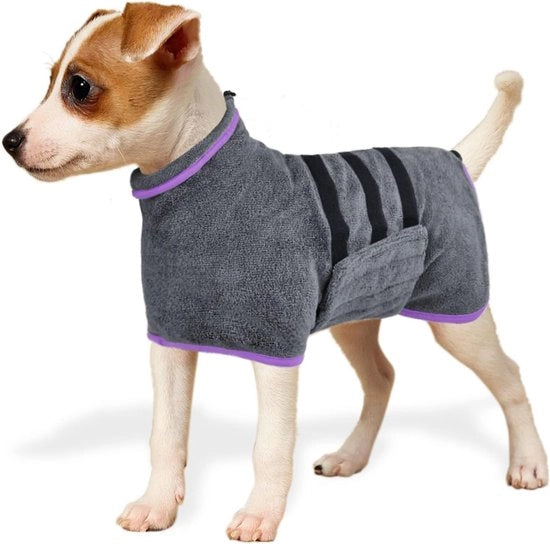 Cappotto per cani in microfibra con chiusura a clip, asciugacapelli rapido per gatti e cani di piccola e media taglia, utilizzo dopo bagno, nuoto, pioggia (grigio - XS)