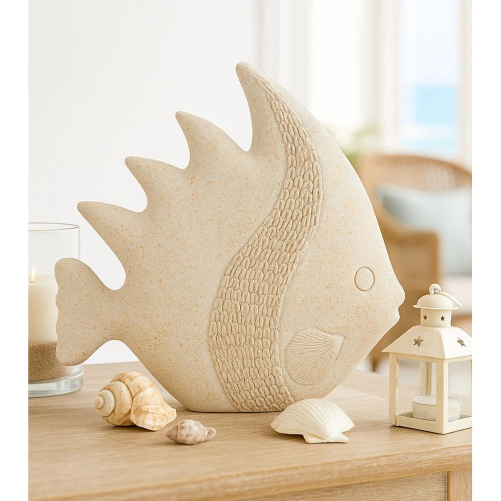 Scultura Pesce, Beige, Poliresina, 25,3x8,6x24,5 cm