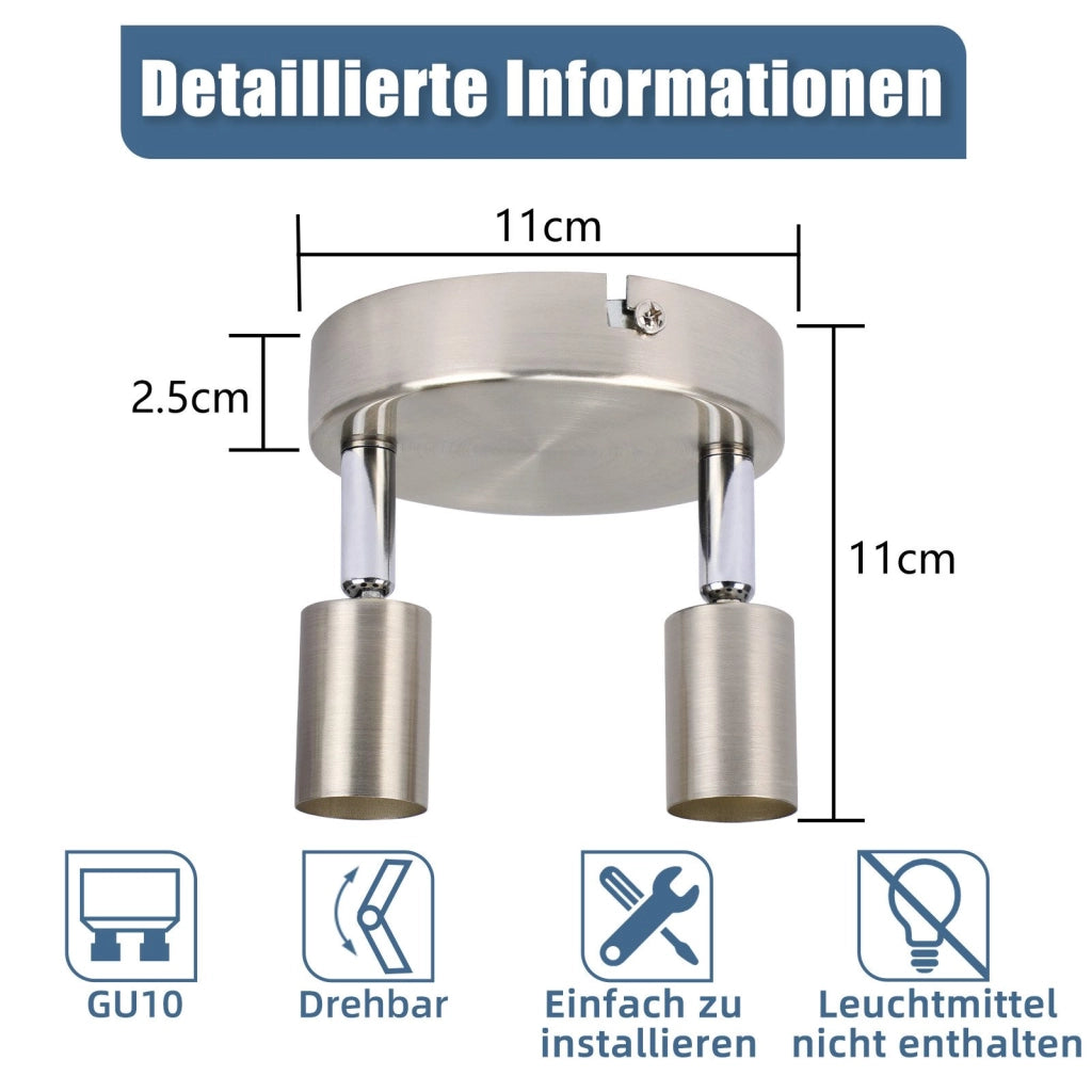 ZMH Faretto da soffitto plafoniera 2 fiamme GU10 moderno per soggiorno