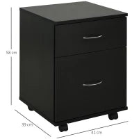 Cassettiera a Rotelle da Ufficio Salvaspazio in Legno, 41x39x58cm, Nero