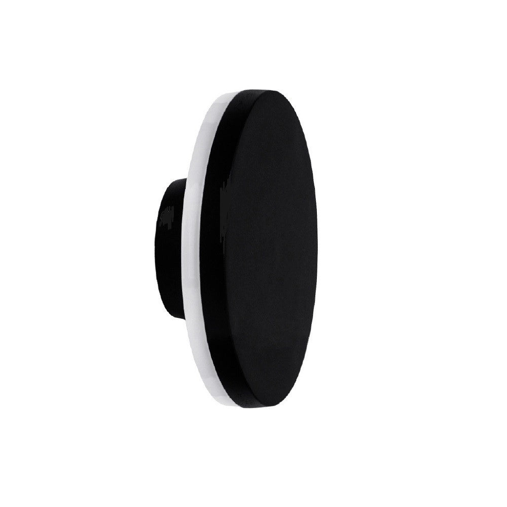 Trade Shop - Applique Esterno 12w Nera Tonda Slim Ip65 Alluminio Luce Naturale 4000k Xc-9286 -