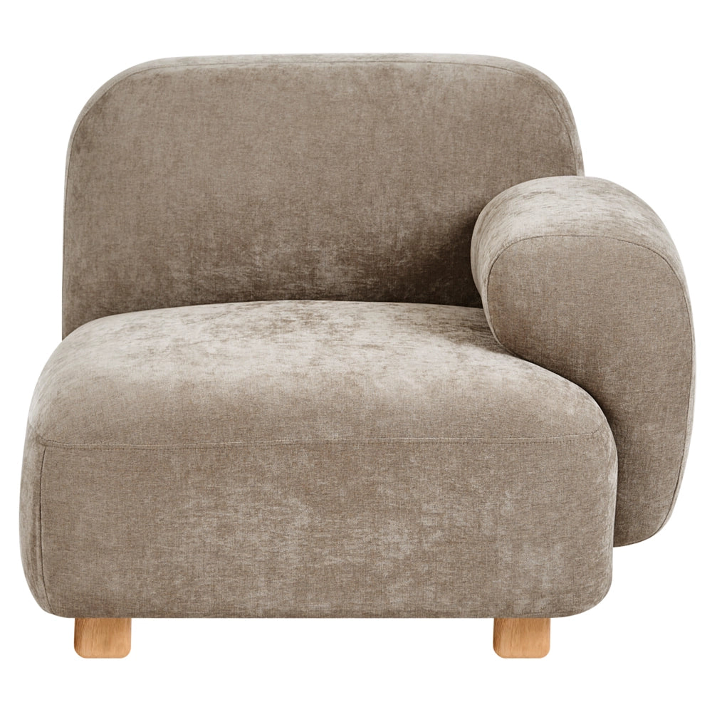Modulo divano angolare lato sinistro a 1 posto con tessuto idrorepellente gambe in legno beige stile moderno a un posto