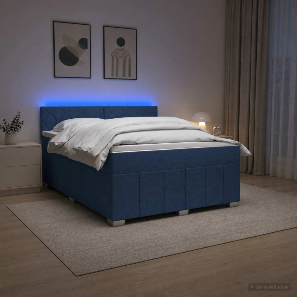 Letto box spring con materasso Blu 140 x 200 cm Tessuto 3452704