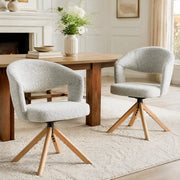 SEDIA girevole 2 pezzi 81,5 cm Tessuto grigio chiaro e legno massello