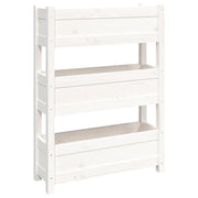 Fioriera | Cassetta per fiori | Vaso Bianca 77x25x104,5 cm in Legno Massello di Pino