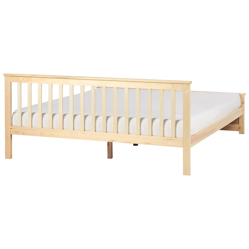 Letto matrimoniale in legno di Pino chiaro con Rete a Doghe 180 x 200 cm stile minimalista