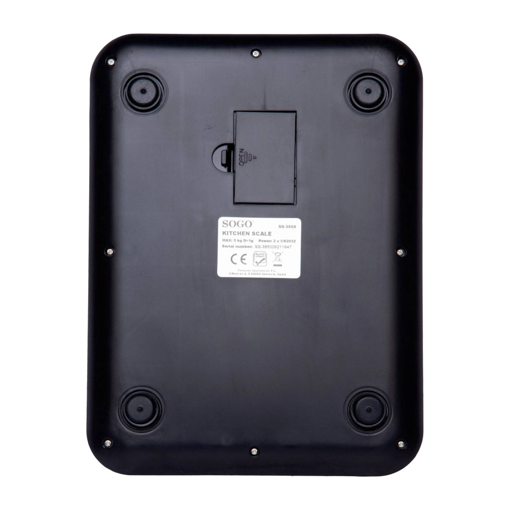 Bilancia da cucina digitale acciaio inox, display LED retroilluminato, 5kg, funzioni zero e tara - SOGO