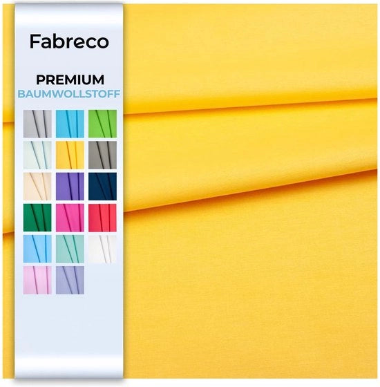 Tessuto di cotone 100% premium per metro, liscio, 2 m x 160 cm | 220 g/mq - morbido, duraturo e idoneo per la pelle | Tessuti per cucito e decorazione | Tessuto | Giallo
