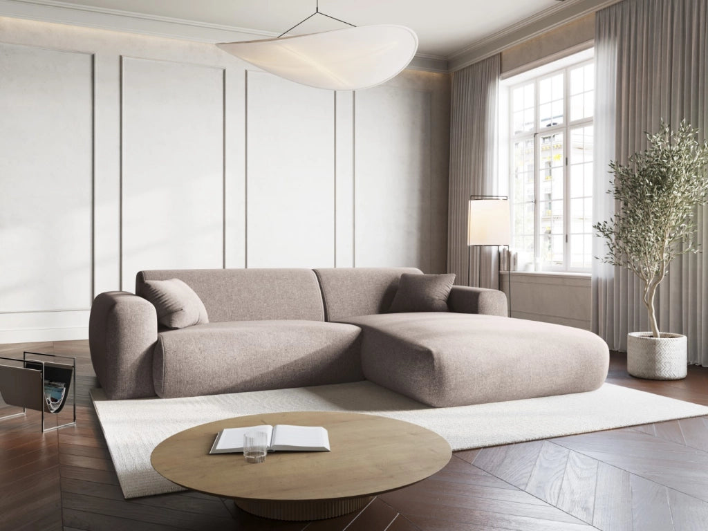 Cosmopolitan Design - Divano angolare destro "Nolio" 4 posti in ciniglia beige 