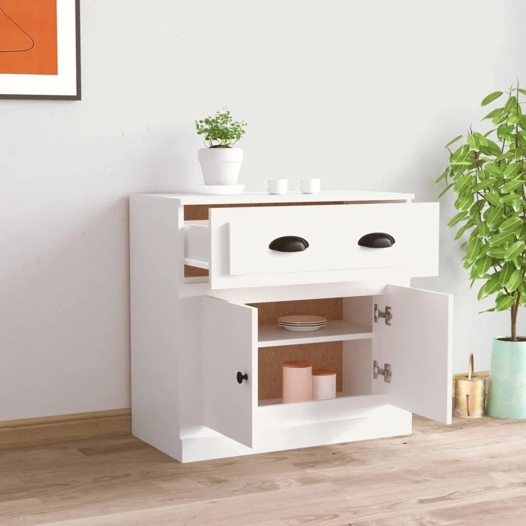 Credenza-Buffet-Armadio da cucina Bianca 70x35,5x67,5 cm in Legno Multistrato 801191