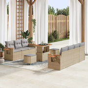 Set Divano da Giardino con cuscino 10 pcs Beige e Grigio Chiaro
