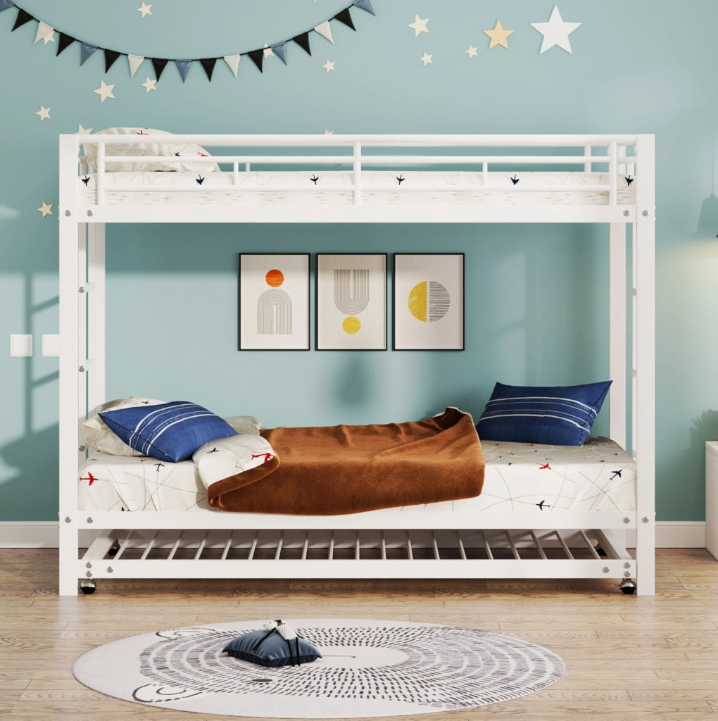 Letto a castello 90x200 cm in metallo con letto estraibile