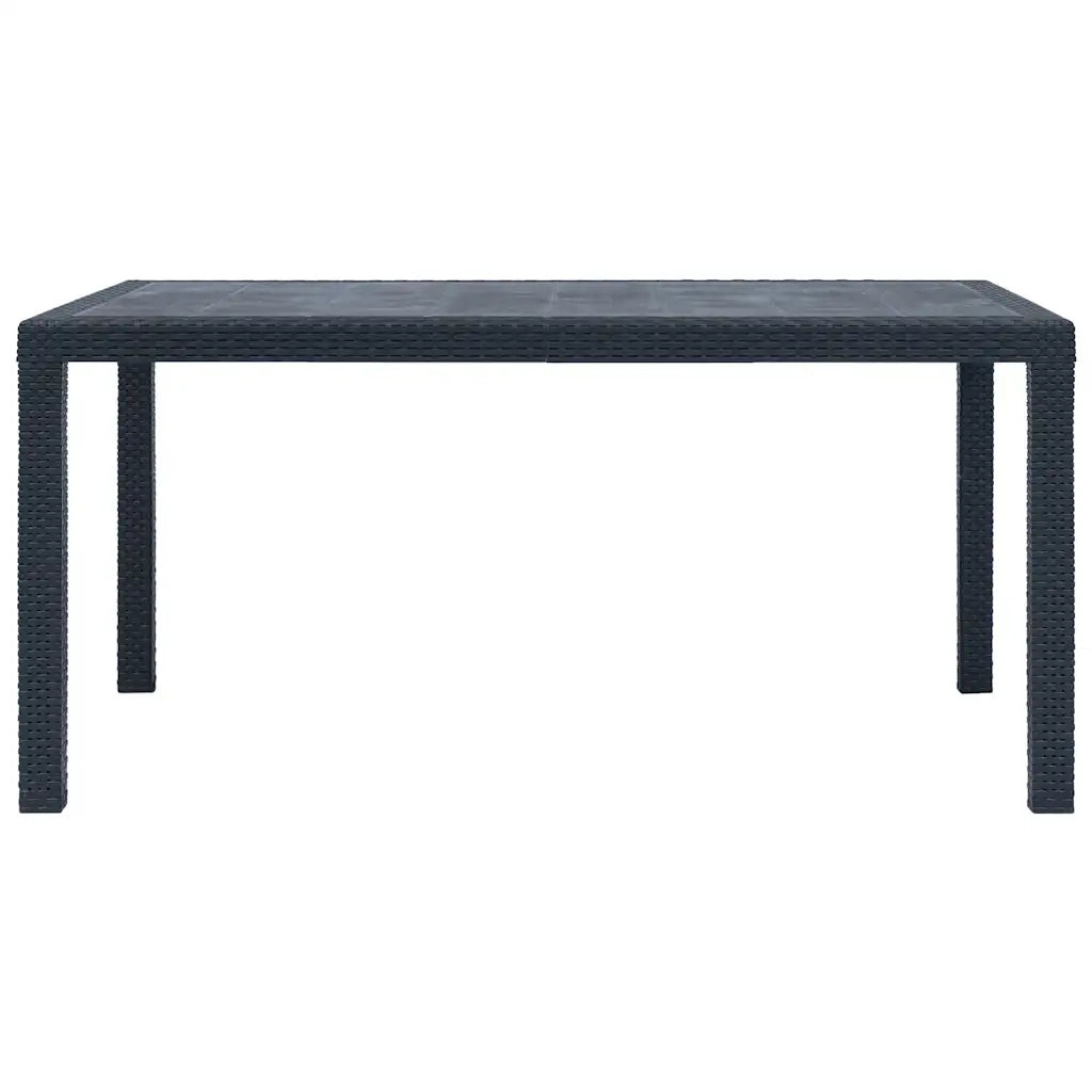 Tavolo da Giardino | Tavolino da esterno Antracite 150x90x72 cm Plastica Stile Rattan