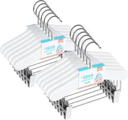 Hangers per abbigliamento in legno con viti per bambini - Set di 12 - Viti a scorrimento - 25 cm - Bianco