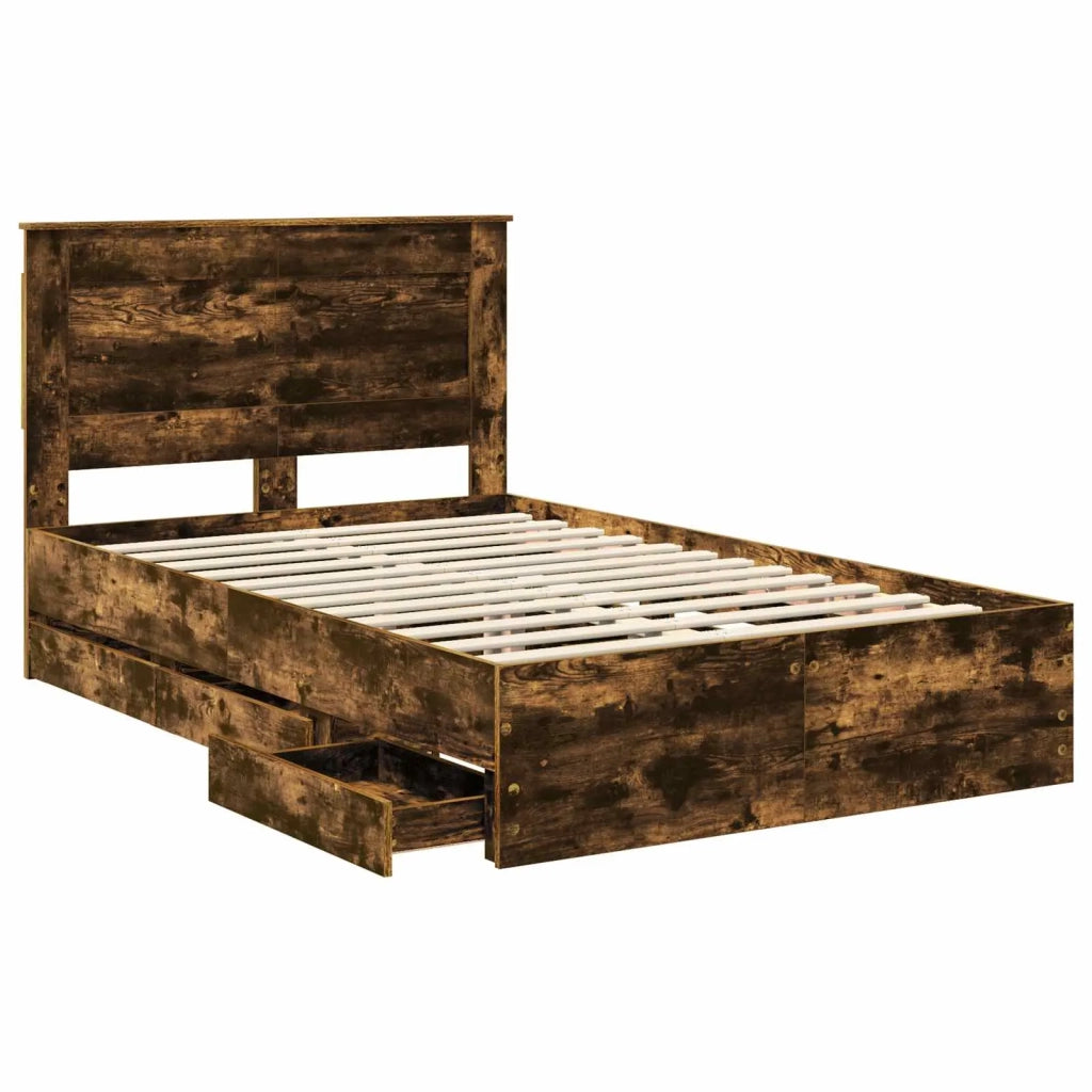 Struttura del letto con cassetto Rovere fumé 120 x 190 cm