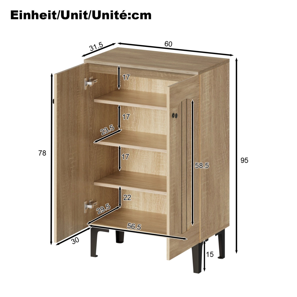 Mobile portascarpe moderno a doppia anta 60 x 31;5 x 95 cm in truciolare; colore legno