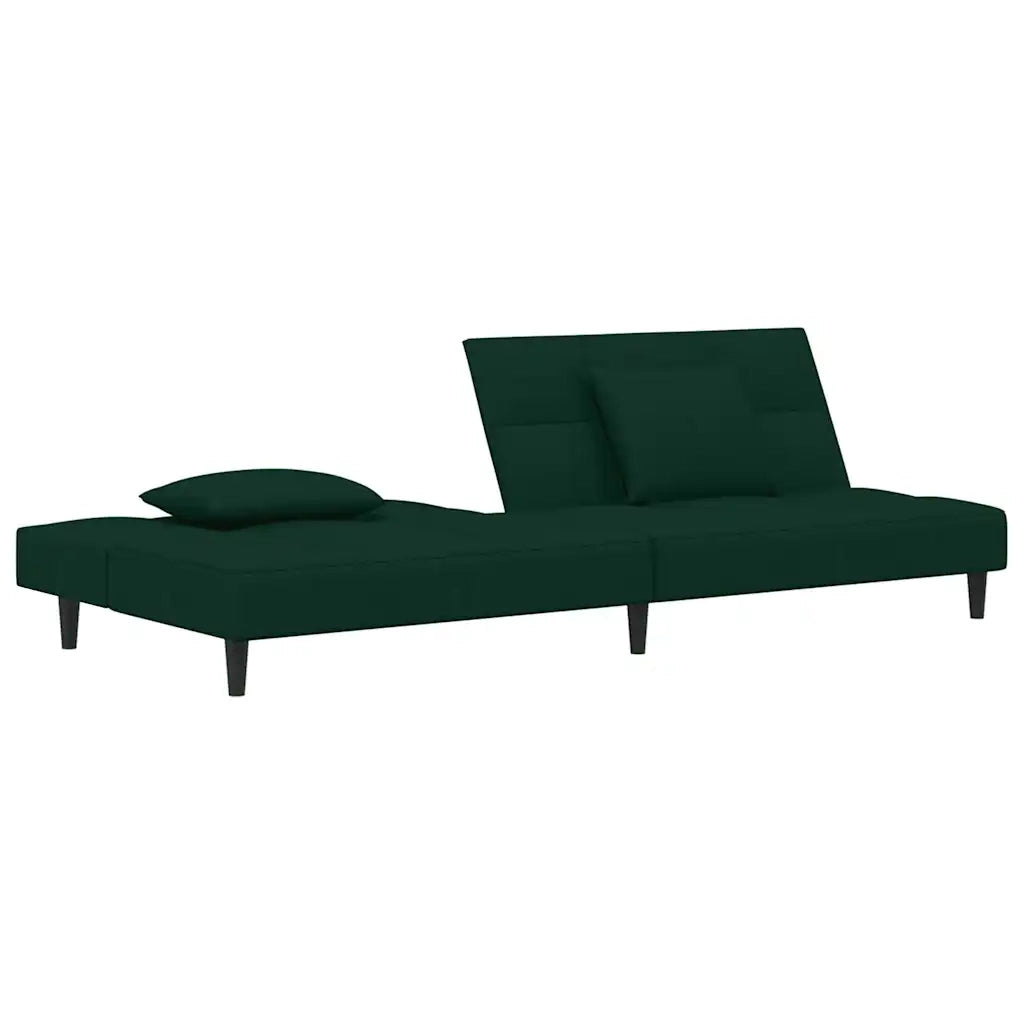 Divano letto | Sof¨¤ letto | Letto singolo a 2 Posti con 2 Cuscini Verde Scuro in Velluto