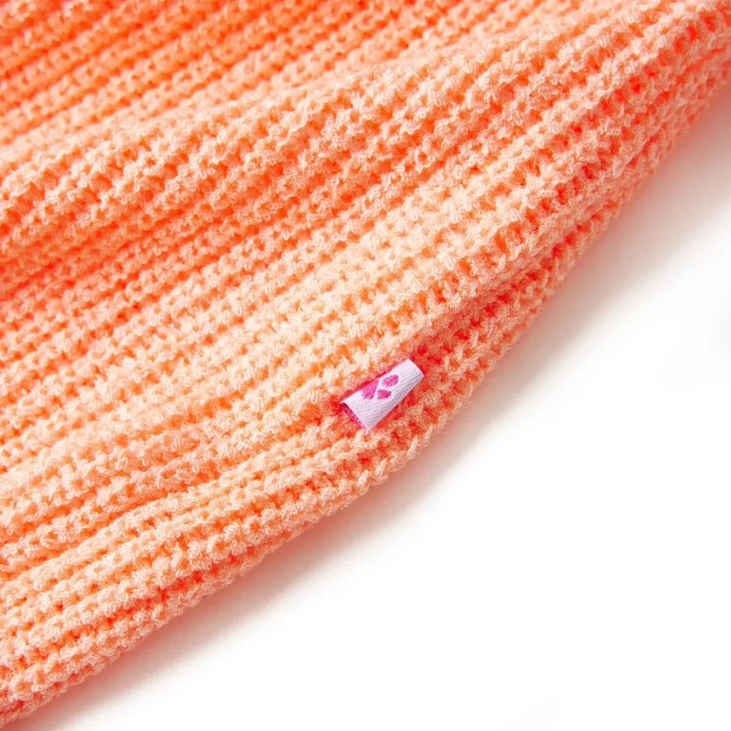 Maglione da Bambina Lavorato a Mano Arancione Brillante 128 14573