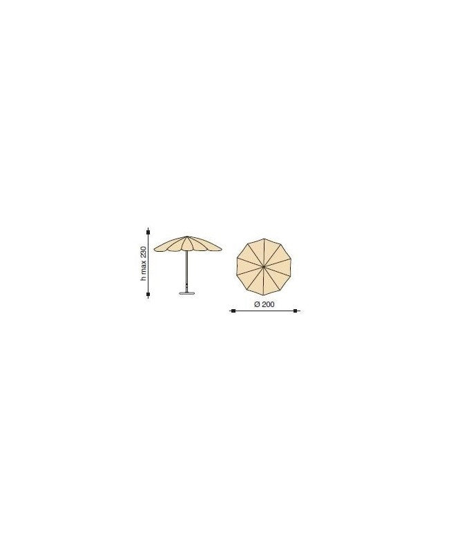 Ombrellone palo centrale Inox Made in Italy - diametro 200 cm - Ecru